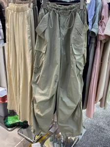 พลัสไซส์ สูง เอว ชุดทํางาน กางเกงขายาว ผู้หญิง เชือกรูด กางเกงกีฬามีกุญแจ ลำลอง กางเกงคาร์โก้ สําหรับ ฤดูใบไม้ผลิ ดีไซน์ Sensation