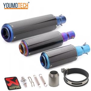 ระบบหลบหนีของสกู๊ตเตอร์ท่อไอเสียท่อไอเสียรถจักรยานยนต์ที่เปลี่ยนได้อเนกประสงค์ดัดแปลงท่อกลมคาร์บอนไฟเบอร์สำหรับ SUZUKI Hayabusa GSX R1300 GSX-S1000/F GSX-R600 GSX-R750 GSX-8S GSX-8R ฮอนด้า CBR600RR CB190R CLICK160 R15 CBR 500เป็นต้น