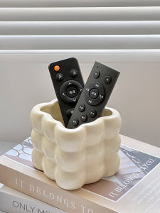 Ceramic Remote Control Storage Box Living Room Coffee Table TV High Aesthetic Value Decoration High-End Feelings Cream Style