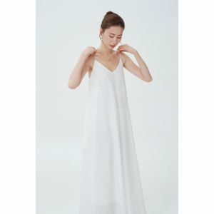 Minimalist V-Neck Back Rope Black Maxi Dress