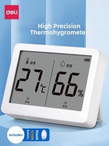 deli | Deli Indoor Thermometer Humidity Meter Baby Room Wall Hanging Multi-Function Temperature Humidity Gauge Precise Measurement