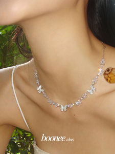 Boonee Alus Butterfly Natural Mother of Pearl Necklace Womens Exclusive Luxury Collarbone Chain Birthday Gift Fresh out Original Design