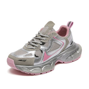LANKAMO | Silver Thick Bottom Dad Shoes Womens Summer New Leather Versatile Casual Shoes Heightening Lightweight Fashionable Sports Shoes