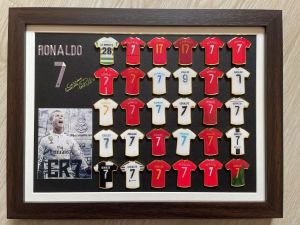 Messi Cristiano Ronaldo Mbappe Jersey Badge Frame Birthday Valentines Day Gift for Boyfriend Football Fan Supplies