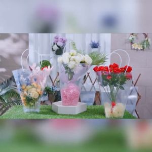 1pcs Bouquet Takeaway Packaging Bag Transparent Bouquet Packaging Bag Removal Pvc Gift Bag