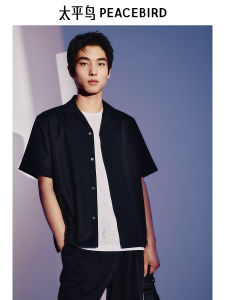 Peacebird Mens Loose Fit Summer Shirt B1CCE2322 Fashionable Casual Style Short Sleeve Ice Sensation Polyester Blend Shirt