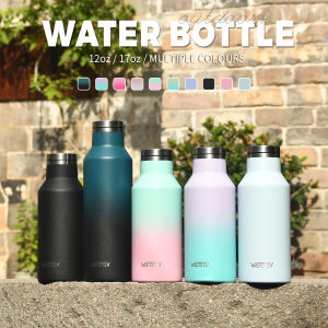 WATERSY 350/500ml Stainless Steel Thermal Cup Insulated Vacuum Flask Sports Water Bottle for Iced Coffee Travel Car & Gym