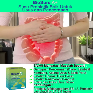 Biosure A+ 3 Box Probiotik Penanganan Gangguan Pencernaan Dan Nyeri Usus Tanpa Efek Samping Bahan Alami