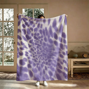 Lavender Leopard Print Flannel Blanket Perfect for Sofa Office Bed Travel Sleep Read Relax Camping Four Season Use