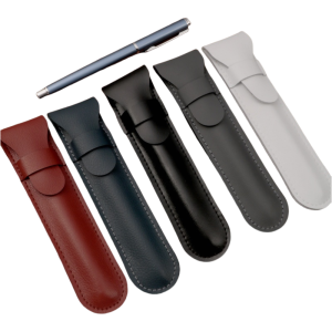 Handcrafted PU leather business portable pen case pen holder pencil case and simple solid-color flip-top storage bag