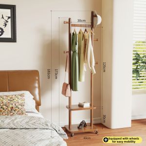 TINGXU | Moveable Real Wood Hat and Coat Rack