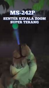 Senter Kepala LED Zoom Laser 50 Watt Mitsuyama MS-242P Cahaya Putih Waterproof Super Terang Batre Lithium 4000mAh Tahan Hingga 30 Jam Pemakaian