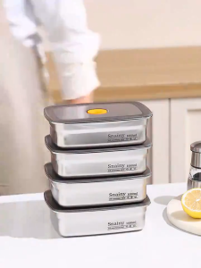 316 Food stainless Steel fresh Food Storage Lunch Box Kitchen Crisper Vacuum Antibacterial Freezer Airtight Container