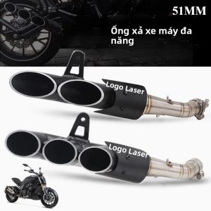 Ống Pô Xe Máy Kiểu Slip-on Kép 51mm Dành Cho CMX 500 GSX-R750 GSXR750 YZF - Trái & Phải Thép Không Gỉ Sợi Carbon