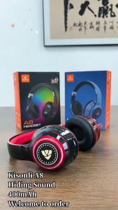 KISONLI Wireless Headphone Gaming Headset Bluetooth A8 With Colorful Light & Stereo Bass