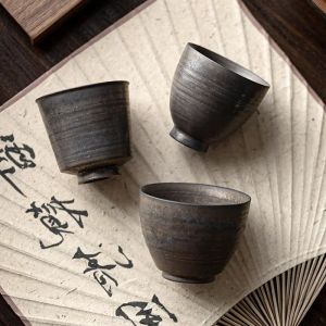 Gilded Glaze Tea Cup Handmade Eggshell China Masters Cup Tea Making Kung Fu Tea Cups Ceramic Japanese Kung Fu Teaware