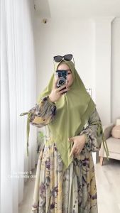 Humaira99 Gamis Syari Muslim Dress Hijab Muslimah Atasan Wanita Longdress Busui Terbaru Terlaris Pesta Lebaran Ceruti Abstrak Bunga Babidol Hairin8