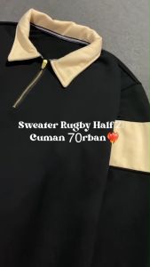 Sweater Jacket Rugby Pria Half Zip Polo Shirt Vintage Pull Over Terbaru Premium Quality Crewneck Rugby Kerah Lipat Wanita Dan Pria M XL Korean Style Ziper Rugby Sleting Leher Odecu Kombinasi