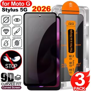 3Pcs For Moto G Stylus 5G 2026 One-Step Install HD Anti-Spy Tempered Glass Privacy Anti-Fingerprint Guard