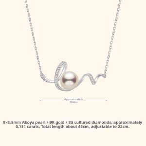 Helas | Cultivated Diamond Akoya Pearl 18K Gold Necklace