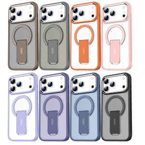 Chân đế vô hình có thể gập lại [Tương thích với mgasafe] Ốp điện thoại cho iPhone chống sốc nhám mờ cứng lưng mỏng 17 Pro Max Air 17 16 Pro Max 16e 15 Plus 14 13 12