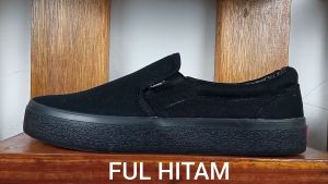 Vans Sepatu Slip On Slop Tanpa Tali Hitam Polos Kanvas Foxing Karet Gaya Kasual Sekolah Simpel murah