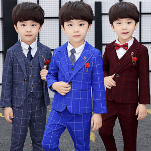3PCS Suit Set For Kid Chorus Conductor Competition Host Banquet Evening Formal Dinner Performance Costume Boy Blazer