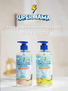 Supermama Food-Grade Dishwashing Liquid 500ml | Safe for Baby Bottles Fruits & Vegetables | Yuzu / Peach