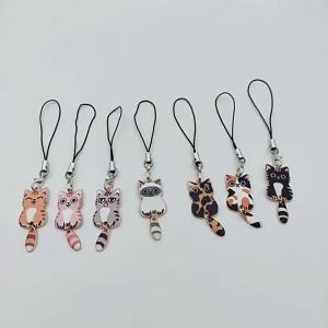 6Pcs/Set Cat Phone Lanyard Cute Keychain Anti-lost Rope Camera Keys Cord Lanyard Key Chains Hanging Rope
