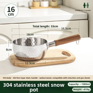 CHUANGSHUNFU | Uncoated 304 Stainless Steel Single Serving Yukihira Saucepan