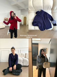 ZhouMiao Womens Loose Knitted Woolen Sweater with Hat Shoulder Sleeve Insertion Cardigan Style Commute Simple Fashion