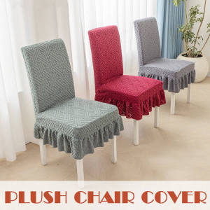 Universal Thick Seat Cover Dining Chair Plush Covers With Lace Stretchable Home Knitted Elastic Seat Case Protector
