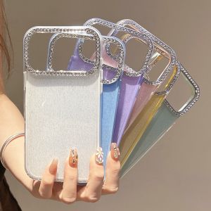 IMD Glitter Diamond Camera Solid Color Phone Case For iPhone 17 Air 16 15 14 13 12 11 Pro Max Plus Shiny Glossy Shockproof Cover