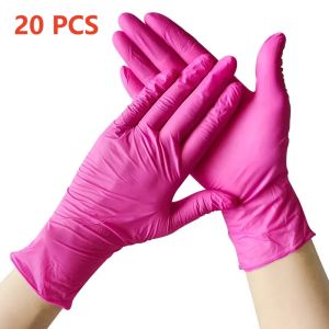 20/50/100PCS Fuchsia Nitrile Disposable Gloves Latex Free Light Duty Cleaning Gloves for Household Kitchen Hair Dye Esthetician