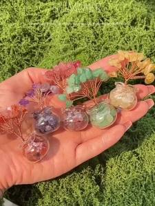 Natural Gemstone Mini Crystal Tree Bonsai Natural Stone Tabletop DecorHome Office Luck Tree Home Ornaments