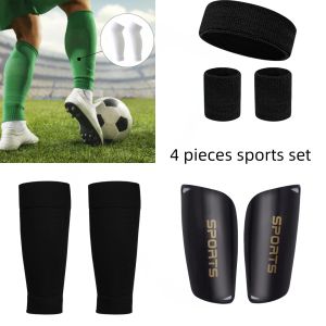 New Sports Protective Equipment Set Shin Guards & Calf Sleeves Set with Sports Headband & Wristbands 4Pcs Training