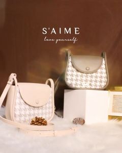 [PRE-ORDER] SAIME | Synthetic Leather Houndstooth Small Square Bag - Aime Empire (ETA:2023-11-25)