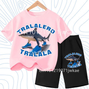 Italian Brainrot Animals Kids T-shirt Set Cappuccino Assassino Short Sleeve Tops+pants Kids Funny Meme Cute Tee Summer Clothing