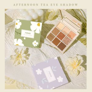 9-Color Eyeshadow Palette with Fine Glitter Shimmer Matte Milk Tea Shades Mini Daily Use Student-Friendly Makeup