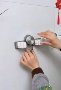 Suction Cup Mop Holder Wall Mounted Non Porous Multifunctional Bathroom Mop Storage Rack Durable