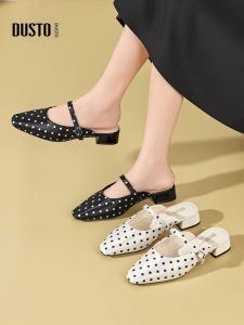 DUSTO | Coarse Heel Dotted Slip-on Summer French Sandals