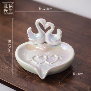White Ceramic Soap Dish Mr. Grocery PD Ls Home Decorative Bathroom Hardware Soap Box Polished Surface No Drilling Required