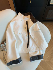 SHENGHUOYA | Collar Color Block Small Figure Womens Workwear Jacket