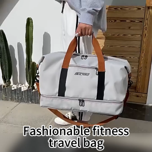 MITSOSA Perfect Vacation Travel Bag-Large Capacity Canvas Shoe Compartment Dry-Wet Separation for Men Women