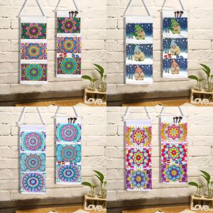1 set of 3-storey household wall hanging bedroom kitchen storage bag DIY Mandala diamond Mosaic painted crystal paste diamond