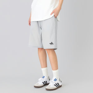 Mannstu Summer Japanese Street Casual Pure Color Straight-leg Fifth Pants Women Neutral Elastic Drawstring Waist Shorts Men