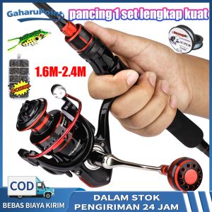 COD pancing 1 set lengkap kuat/jorang pancing kuat 50kg /1.8M 2.1M Pancing Portabel 2 Bagian Pancing Spinning Fishing Rod Dan 5.2:1 Pancing Alat Gulungan Pancing Joran Pancing Senar Pancing Combos Set/Set Alat Pancing Murah Pancing 1 Set Murah Dan Kuat