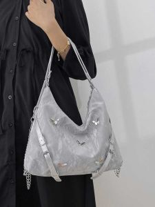 ใหม่ 2024 กระเป๋าถือขนาดใหญ่สําหรับผู้หญิงสบายซับโพลีเอสเตอร์เดี่ยวรากสายคล้องไหล่ Casual Zipper ปิดช้อปปิ้งกระเป๋ารูปร่าง