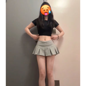 Váy Ngắn Xếp Ly Mini American Hot Bé Gái Màu Xám Thiết Kế Chống Ánh Sáng Thiết Kế Dáng Chữ a Cạp Thấp Thon Gọn Đa Năng