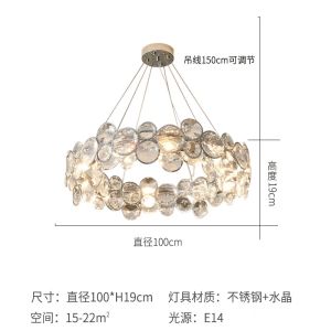 Modern Luxury Crystal Chandelier Living Room Dining Room Light Fixture Designer Style Stainless Steel Fish Line Type LED Lamp